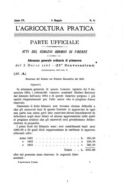 L'agricoltura pratica organo ufficiale del Comizio agrario di Firenze