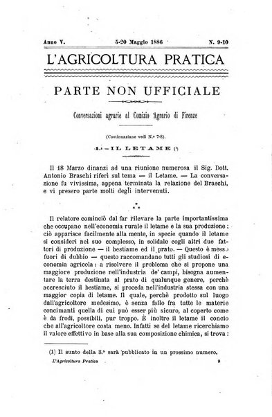 L'agricoltura pratica organo ufficiale del Comizio agrario di Firenze
