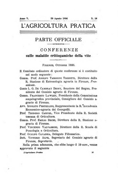 L'agricoltura pratica organo ufficiale del Comizio agrario di Firenze