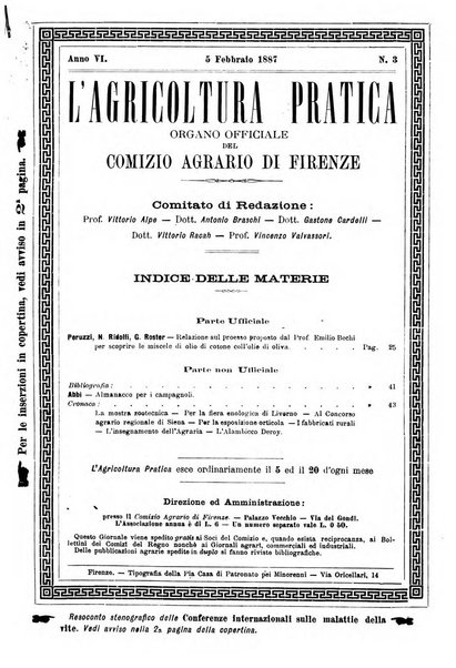 L'agricoltura pratica organo ufficiale del Comizio agrario di Firenze