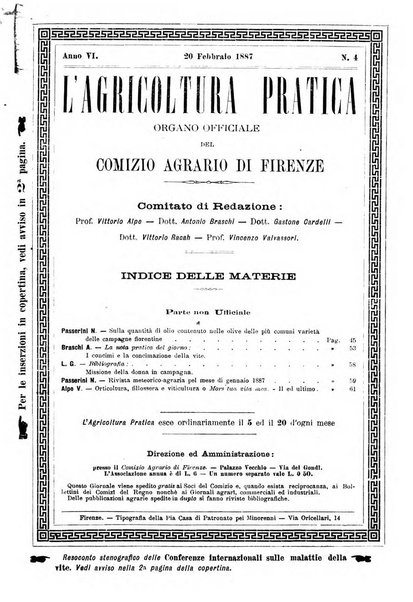L'agricoltura pratica organo ufficiale del Comizio agrario di Firenze
