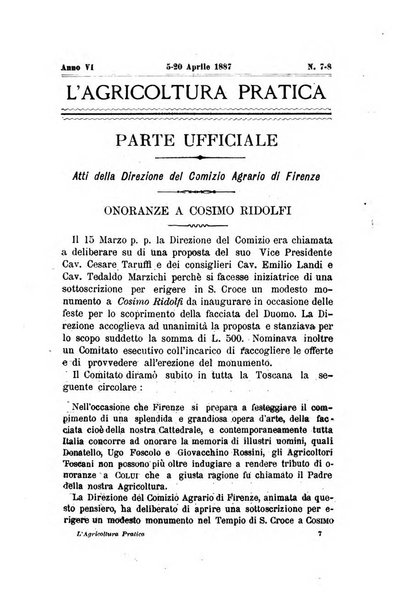 L'agricoltura pratica organo ufficiale del Comizio agrario di Firenze