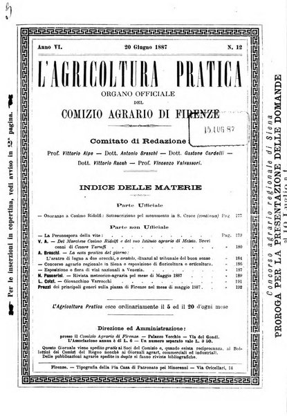 L'agricoltura pratica organo ufficiale del Comizio agrario di Firenze