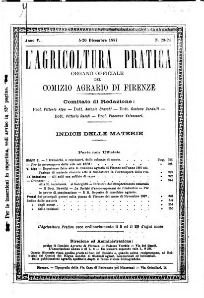 L'agricoltura pratica organo ufficiale del Comizio agrario di Firenze