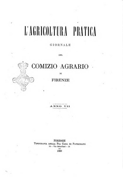 L'agricoltura pratica organo ufficiale del Comizio agrario di Firenze