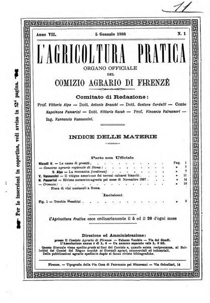L'agricoltura pratica organo ufficiale del Comizio agrario di Firenze