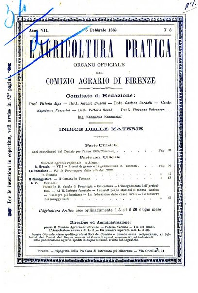 L'agricoltura pratica organo ufficiale del Comizio agrario di Firenze