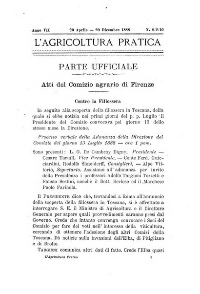 L'agricoltura pratica organo ufficiale del Comizio agrario di Firenze