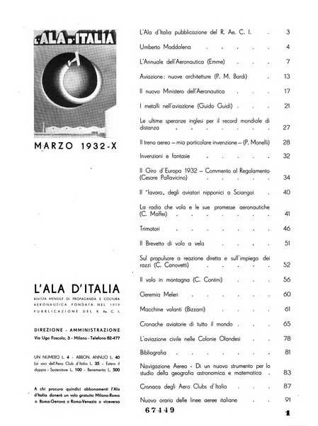 L'ala d'Italia rivista mensile di aeronautica