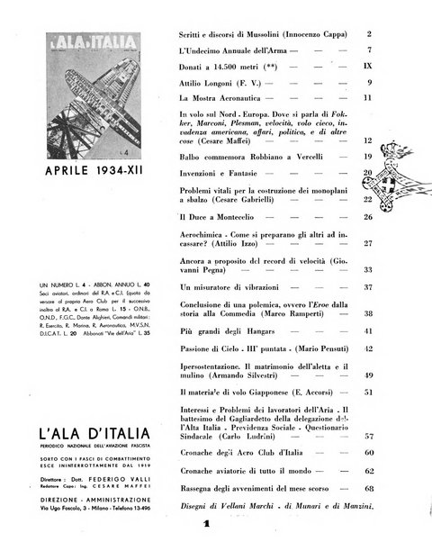 L'ala d'Italia rivista mensile di aeronautica