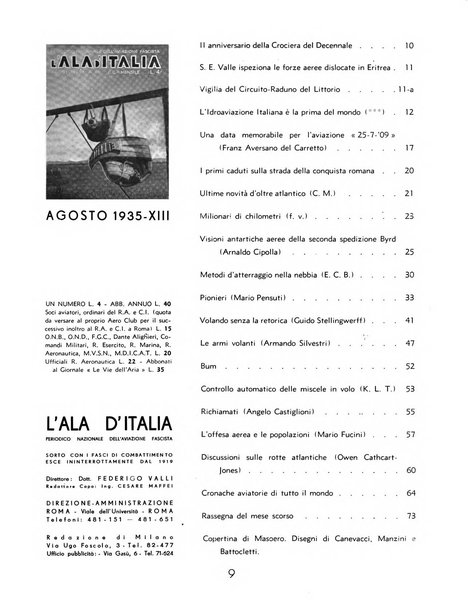 L'ala d'Italia rivista mensile di aeronautica