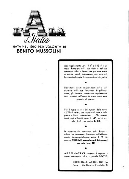 L'ala d'Italia rivista mensile di aeronautica