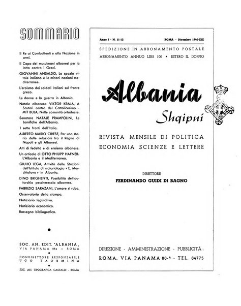 Albania rivista mensile di politica, economia, scienze e lettere