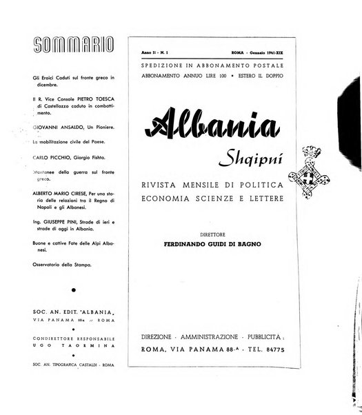 Albania rivista mensile di politica, economia, scienze e lettere