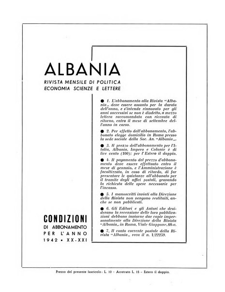 Albania rivista mensile di politica, economia, scienze e lettere