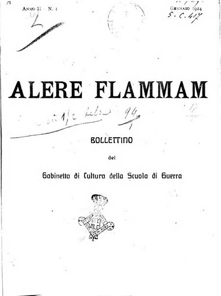 Alere flammam bollettino del Gabinetto di cultura della scuola di guerra