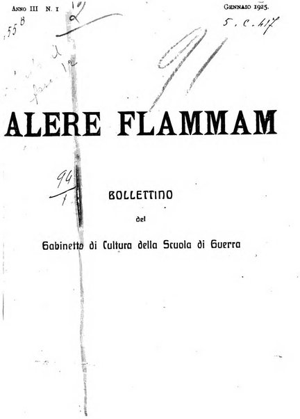 Alere flammam bollettino del Gabinetto di cultura della scuola di guerra