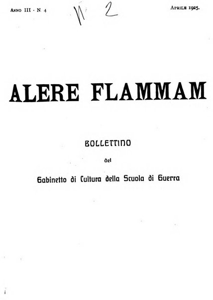 Alere flammam bollettino del Gabinetto di cultura della scuola di guerra