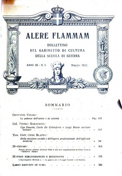 Alere flammam bollettino del Gabinetto di cultura della scuola di guerra