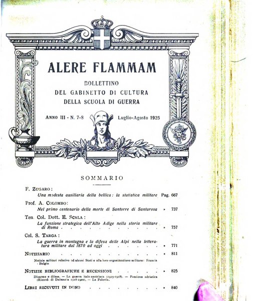 Alere flammam bollettino del Gabinetto di cultura della scuola di guerra