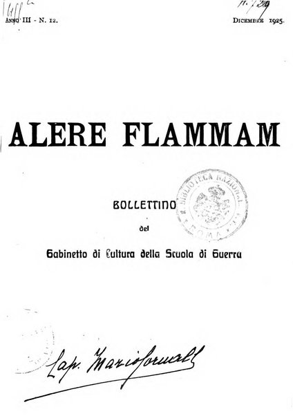 Alere flammam bollettino del Gabinetto di cultura della scuola di guerra