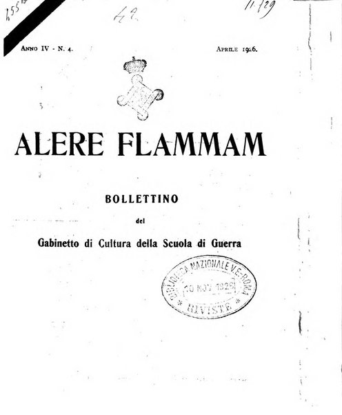 Alere flammam bollettino del Gabinetto di cultura della scuola di guerra