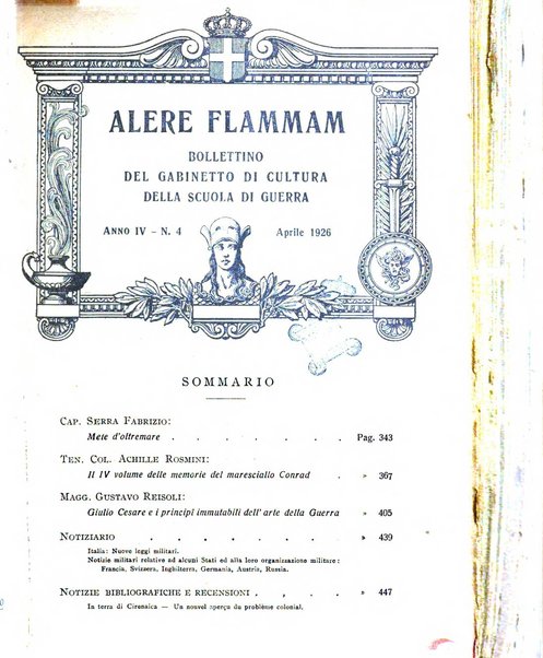 Alere flammam bollettino del Gabinetto di cultura della scuola di guerra