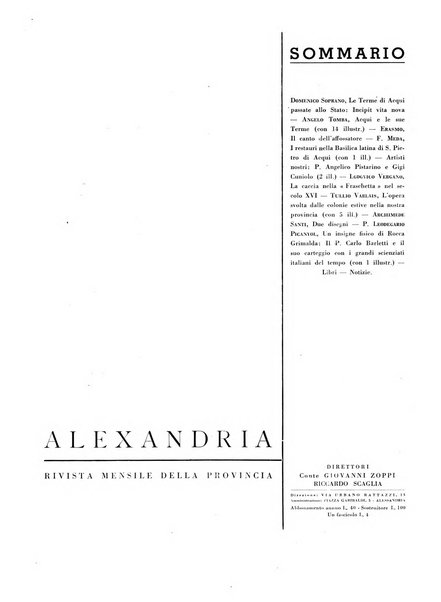 Alexandria rivista mensile della Provincia