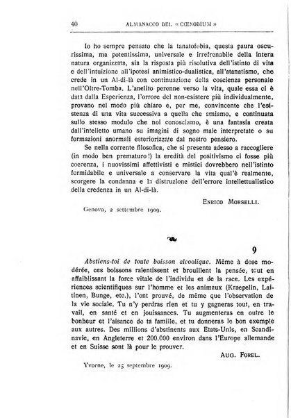 Almanacco del Coenobium confessioni e professioni di fede