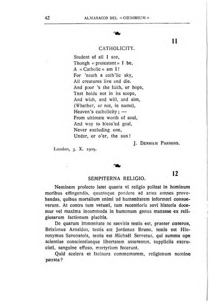 Almanacco del Coenobium confessioni e professioni di fede