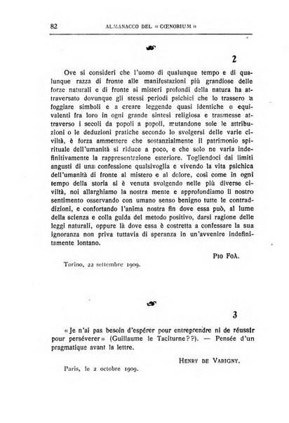 Almanacco del Coenobium confessioni e professioni di fede