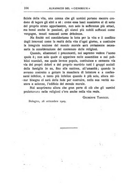 Almanacco del Coenobium confessioni e professioni di fede