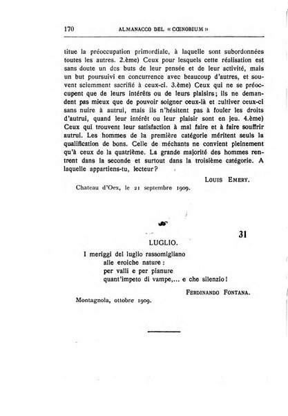 Almanacco del Coenobium confessioni e professioni di fede