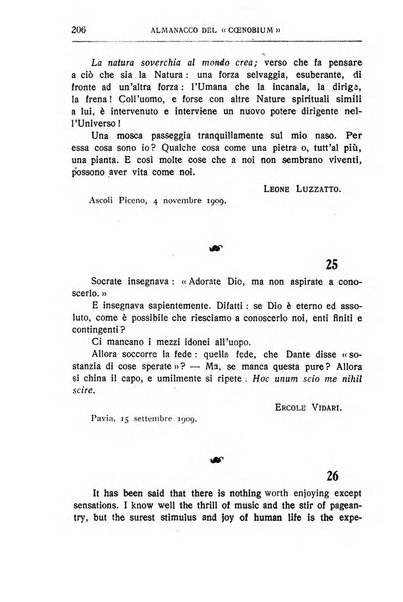 Almanacco del Coenobium confessioni e professioni di fede