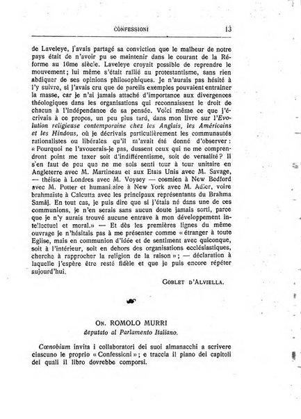 Almanacco del Coenobium confessioni e professioni di fede