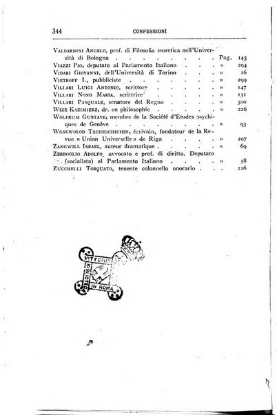 Almanacco del Coenobium confessioni e professioni di fede