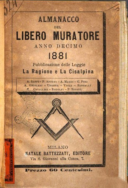 Almanacco del libero muratore pubblicazione della Loggia La cisalpina