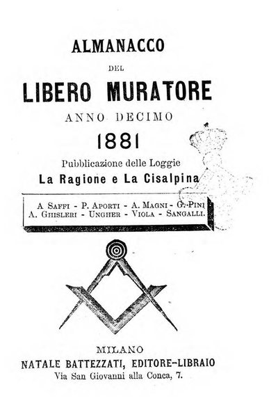 Almanacco del libero muratore pubblicazione della Loggia La cisalpina