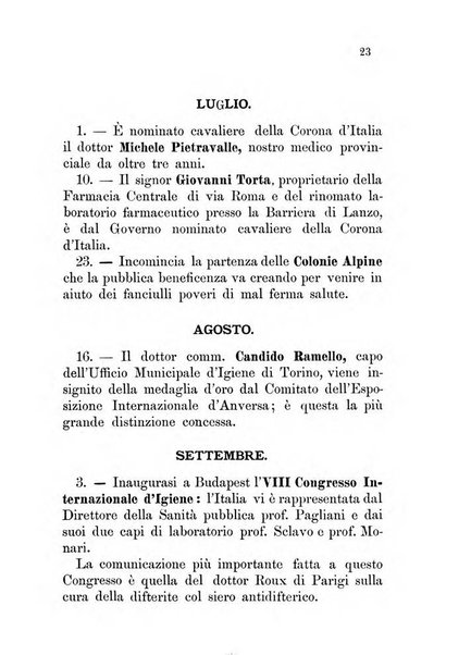 Almanacco igienico-sanitario ... della citta e provincia di Torino