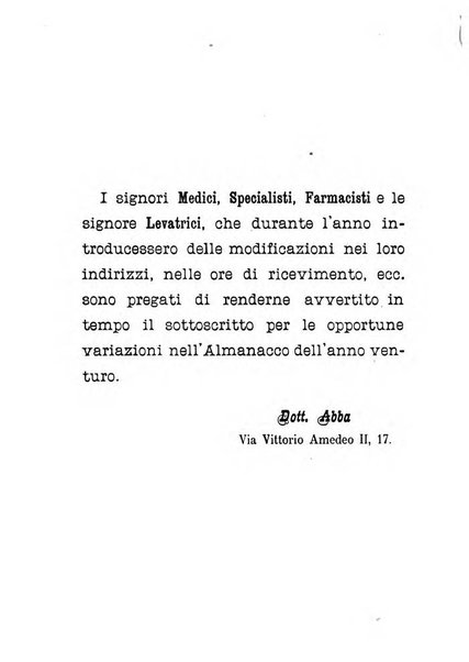 Almanacco igienico-sanitario ... della citta e provincia di Torino