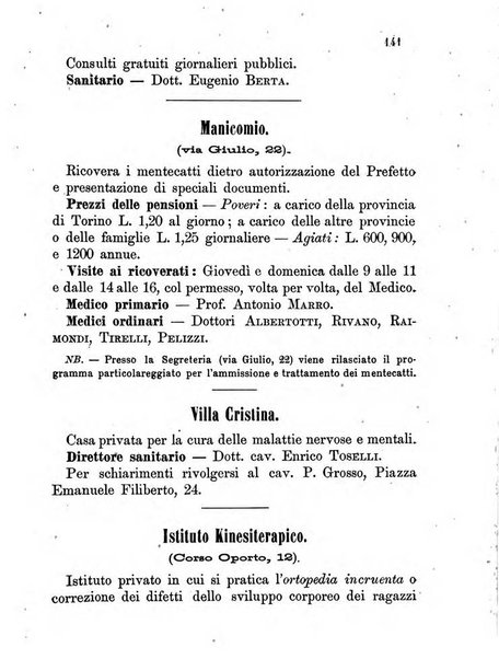 Almanacco igienico-sanitario ... della citta e provincia di Torino