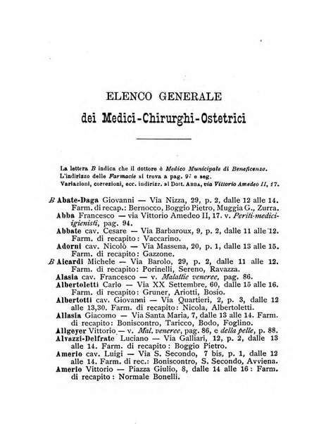 Almanacco igienico-sanitario ... della citta e provincia di Torino