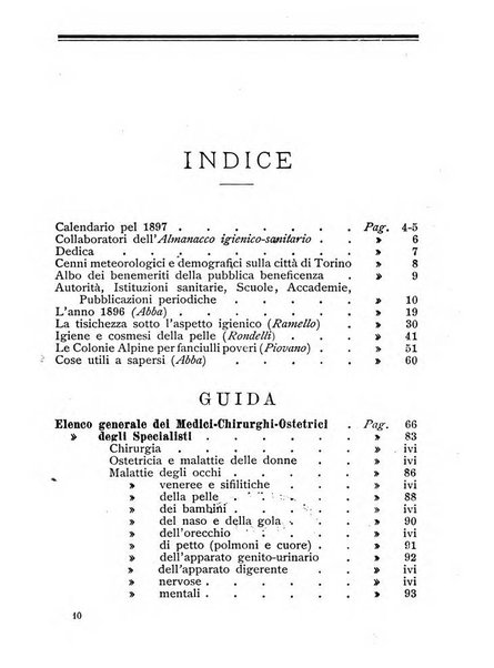 Almanacco igienico-sanitario ... della citta e provincia di Torino