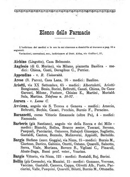 Almanacco igienico-sanitario ... della citta e provincia di Torino