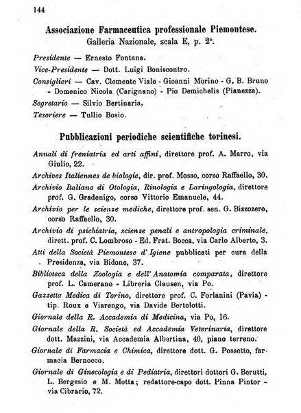 Almanacco igienico-sanitario ... della citta e provincia di Torino