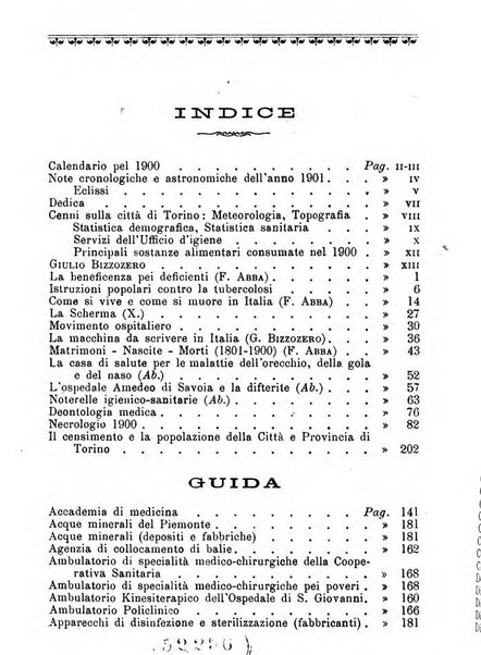 Almanacco igienico-sanitario ... della citta e provincia di Torino