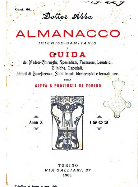 Almanacco igienico-sanitario ... della citta e provincia di Torino