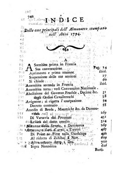 Almanacco istorico politico militare scientifico di tutti gli avvenimenti dell'anno ... premesso un compendio dei fatti più interessanti accaduti nei cinque anni passati, e sarà continuato