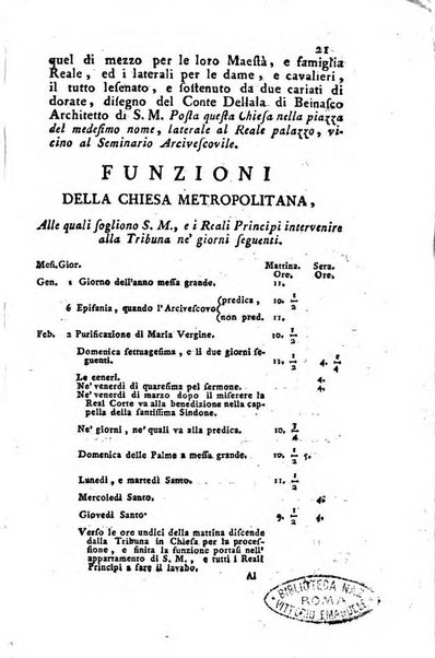 Almanacco reale o sia guida per la città di Torino... presentato per la prima volta a S.S.R.M. dal libraio Onorato Derossi ...