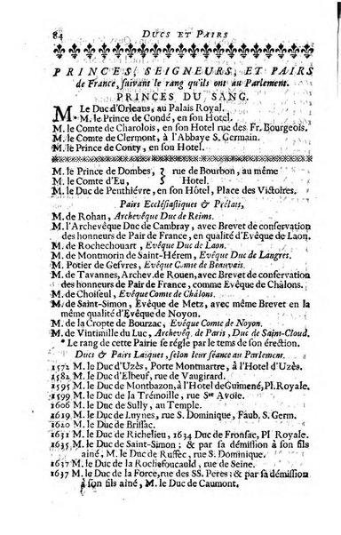 Almanach royal, ... présenté a Sa Majesté pour la premiere fois en 1699 ...